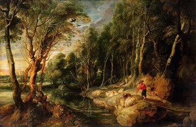 A Shepherd with his Flock in a Woody Landscape, c.1615-22 by Peter Paul Rubens